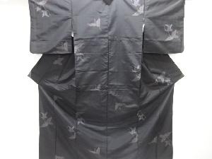 群鶴模様織り出し手織り紬着物